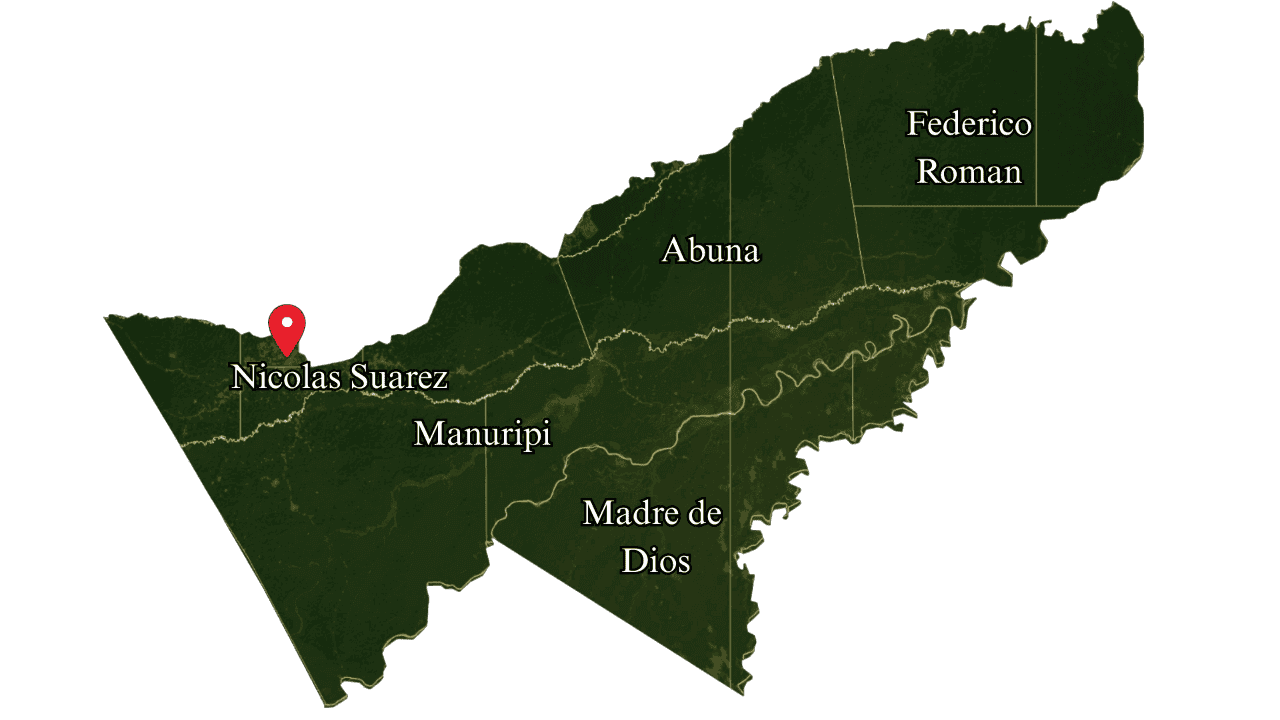Mapa del departamento de Pando, Bolivia